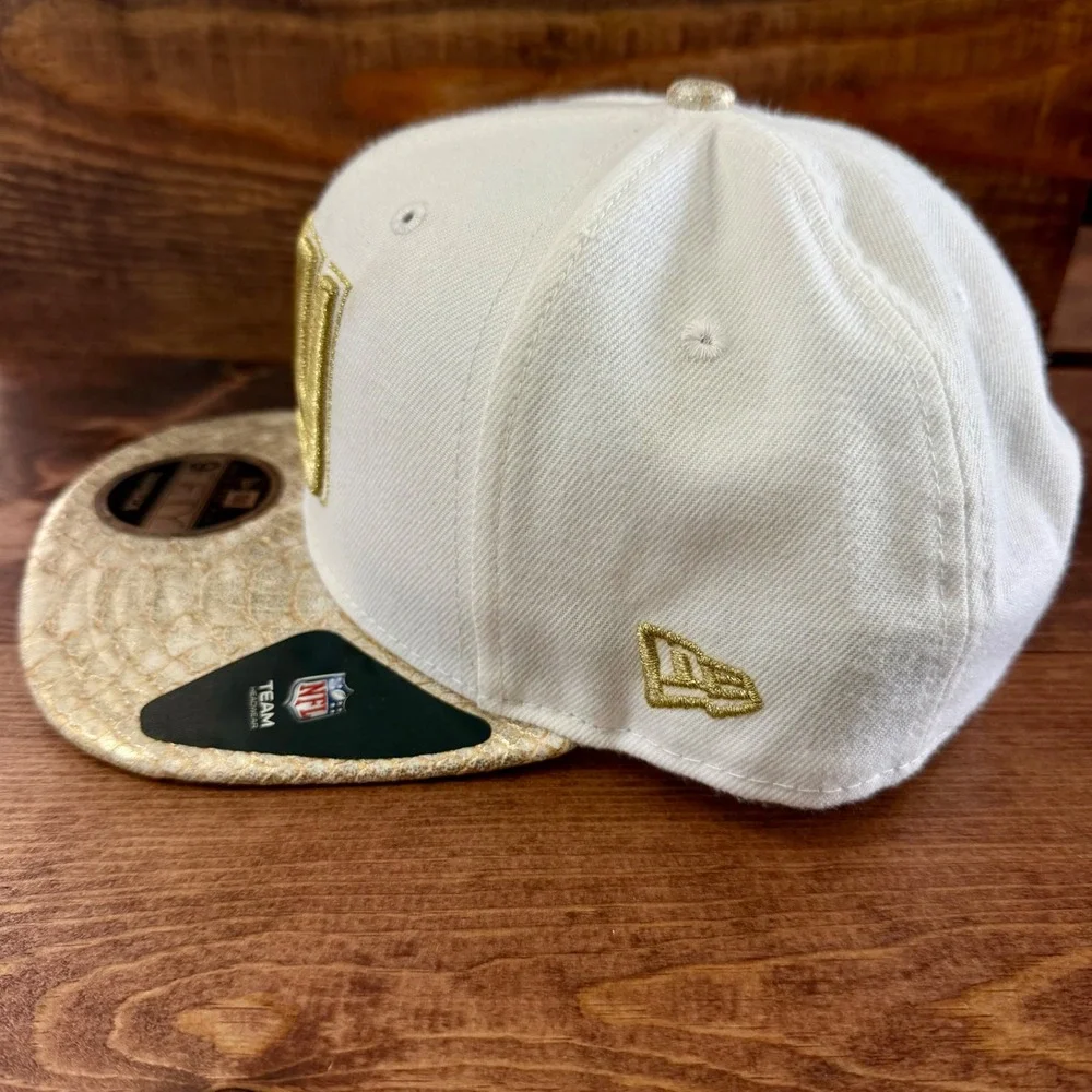 New York Giants New Era 9FIFTY Snapback Hat Wht/Gold Snakeskin Brim NFL Cap RARE